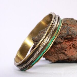 Silpada 925 Sterling Silver Patina Brass Isabella Spinner Bangle Bracelet